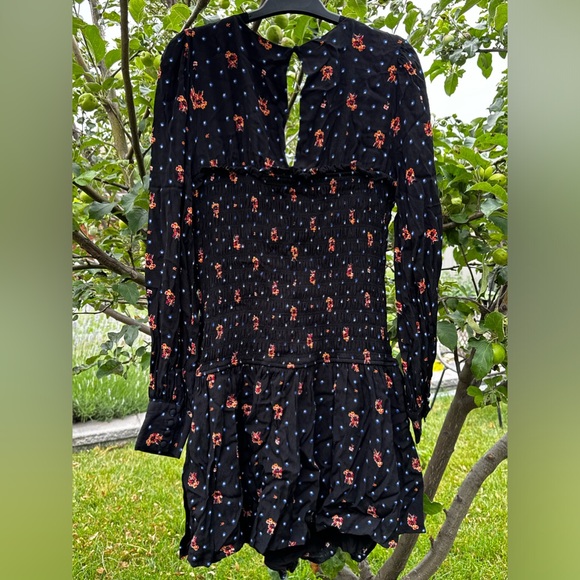 FREE PEOPLE Two Faces Printed Mini Dress, Black - Sz L - Picture 11 of 13